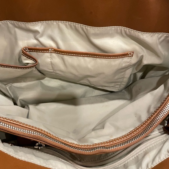 TUMI Green Nylon and Leather Open Top Tote Travel Bag Handbag - Picture 10 of 10